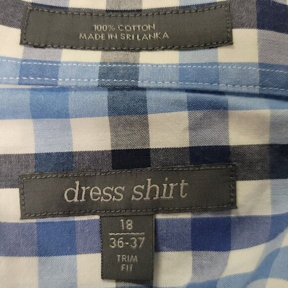 Nordstrom Rack Mens Plaid Button Up Dress Shirt Size 18 Office Preppy Career - Picture 3 of 9